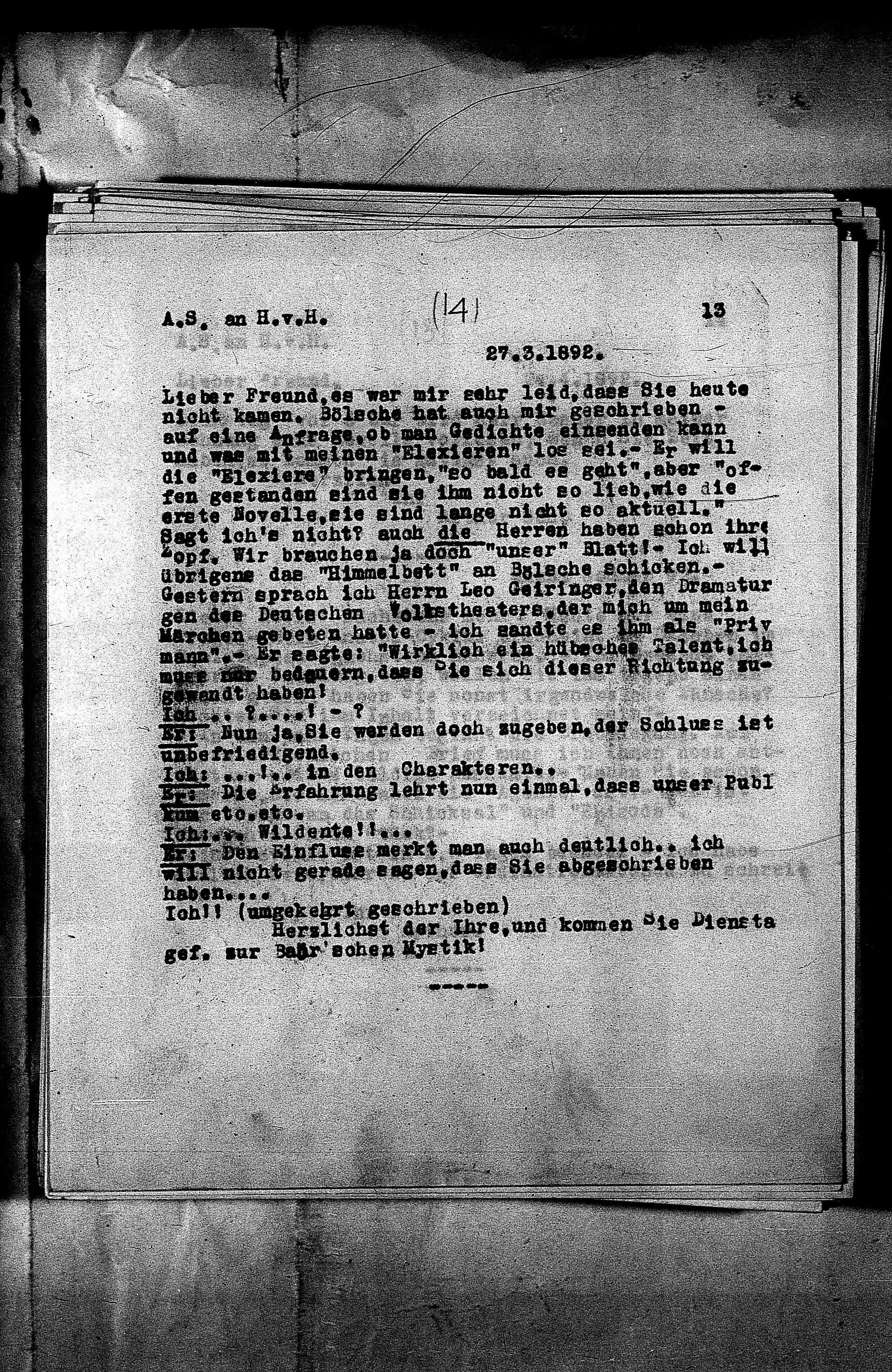 Vorschaubild für Hofmannsthal, Hugo von_AS an HvH Abschrift, HvH an AS, Originale (Mikrofilm 38), Seite 16