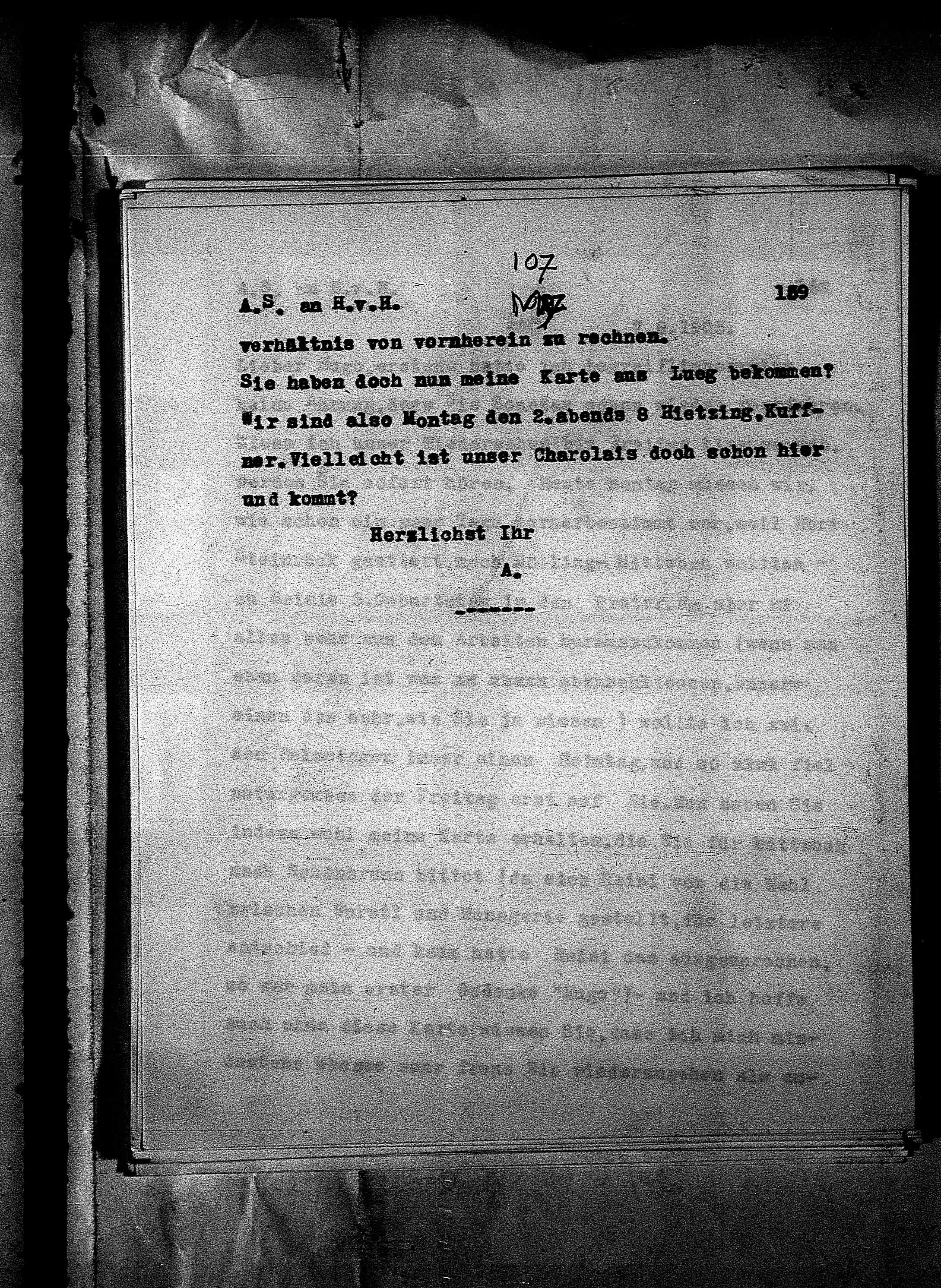 Vorschaubild für Hofmannsthal, Hugo von_AS an HvH Abschrift, HvH an AS, Originale (Mikrofilm 38), Seite 165