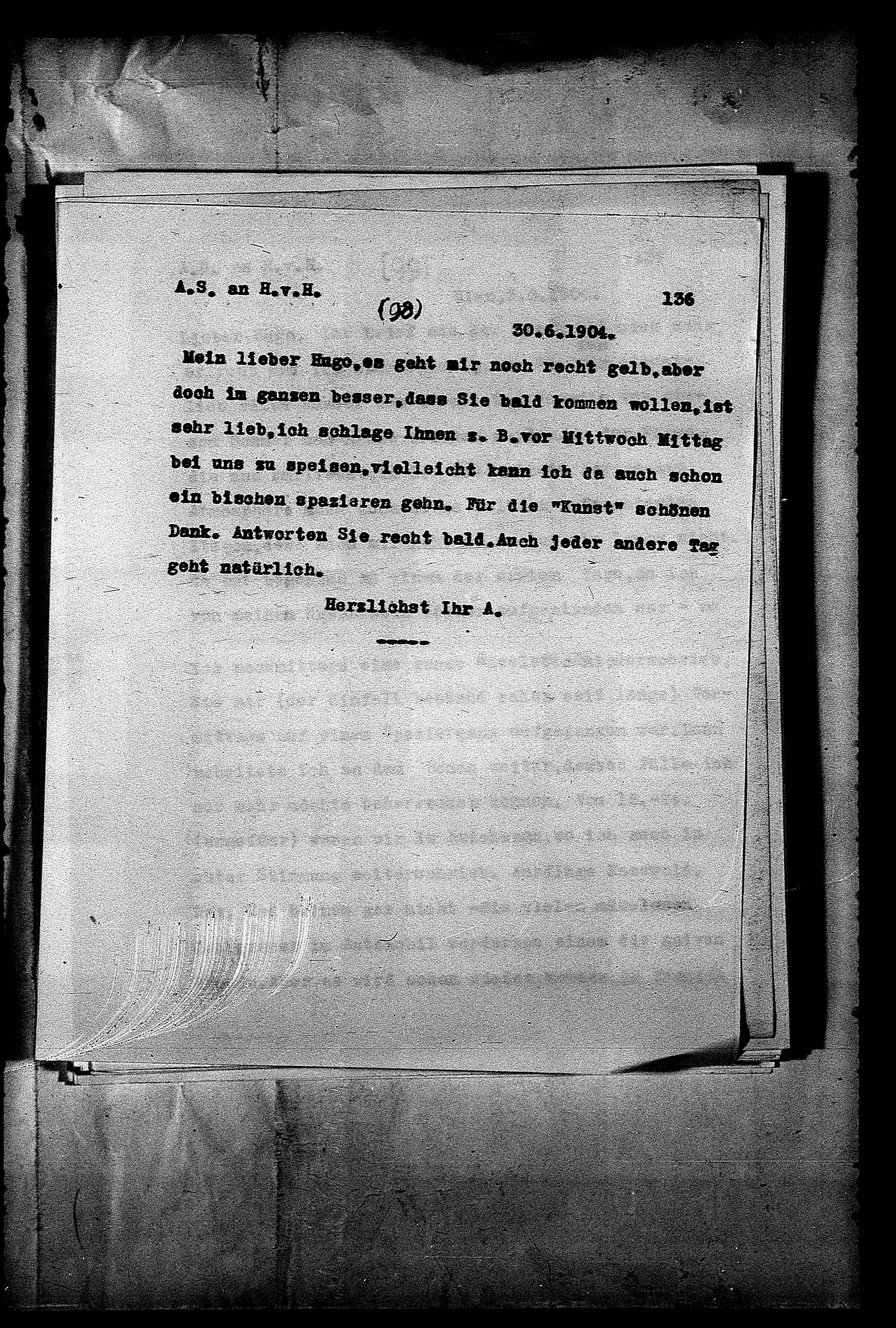Vorschaubild für Hofmannsthal, Hugo von_AS an HvH Abschrift, HvH an AS, Originale (Mikrofilm 38), Seite 142