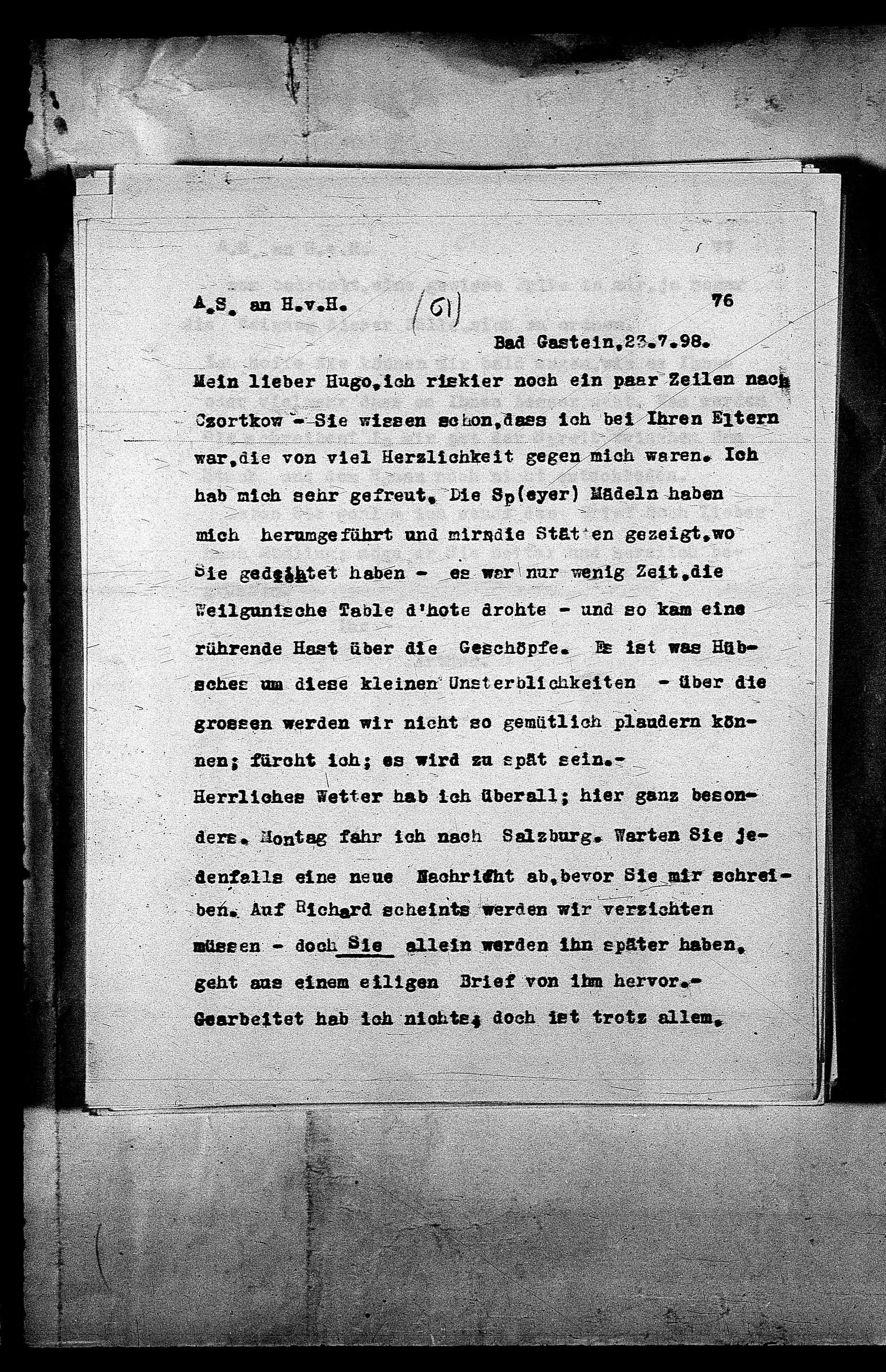 Vorschaubild für Hofmannsthal, Hugo von_AS an HvH Abschrift, HvH an AS, Originale (Mikrofilm 38), Seite 79