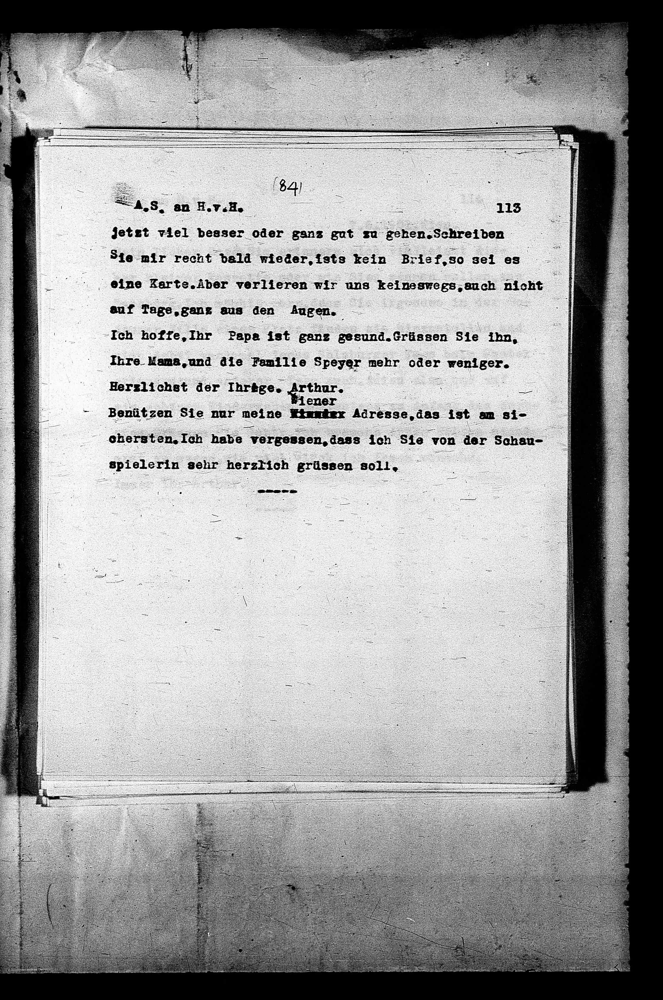 Vorschaubild für Hofmannsthal, Hugo von_AS an HvH Abschrift, HvH an AS, Originale (Mikrofilm 38), Seite 117